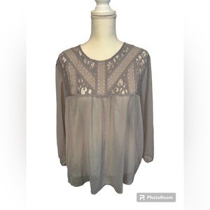EUC Maurice’s Sheer Light Grey Long-Sleeved Top